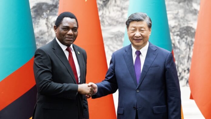 Photo of Hakainde Hichilema and Xi Jinping