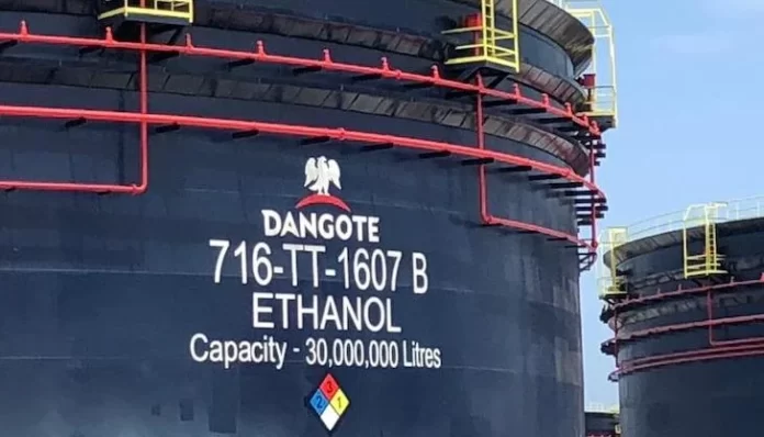 Photo of a Tank at Dangote Refinery's site